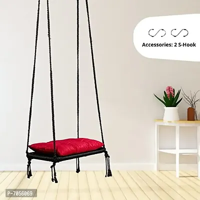Swingzy Premium Single Seater Swing Chair/Hanging Hammock Chair for Home, Indoor, Outdoor, Patio, Balcony,Garden/Swing for Home/Jhula for Adults  Kids/Swing Chair/Free Hanging Accessories-Black-thumb0