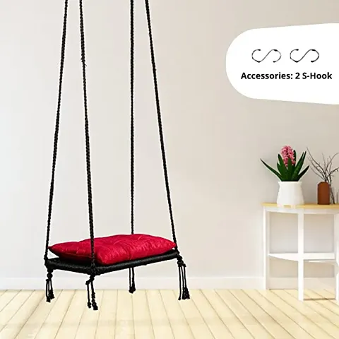 Swingzy Premium Single Seater Swing Chair/Hanging Hammock Chair for Home, Indoor, Outdoor, Patio, Balcony,Garden/Swing for Home/Jhula for Adults  Kids/Swing Chair/Free Hanging Accessories-Black