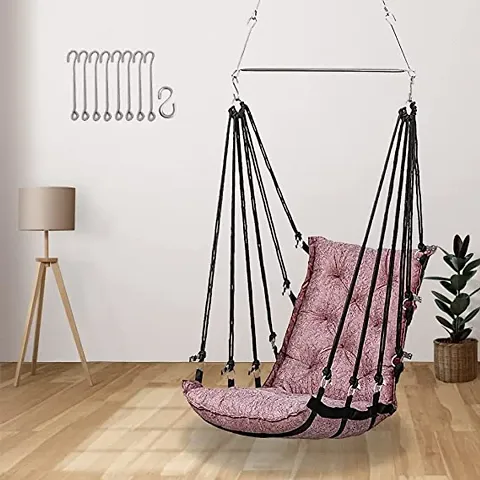 Soft Leather Velvet Hanging Swing for Adults, Jhula for Adults, Swing for Indoor/Outdoor, Home, Balcony  Garden, 200 Kgs Weight Capacity (Pink, Free Hanging Accessories)
