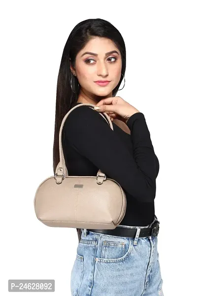Stylish Beige Polyester Solid Handbags For Women-thumb0