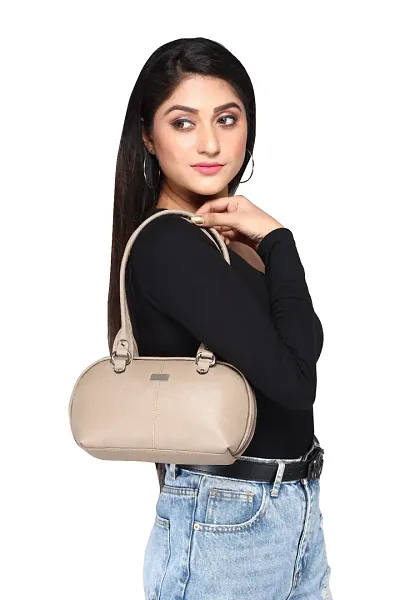 Stylish Beige Polyester Solid Handbags For Women
