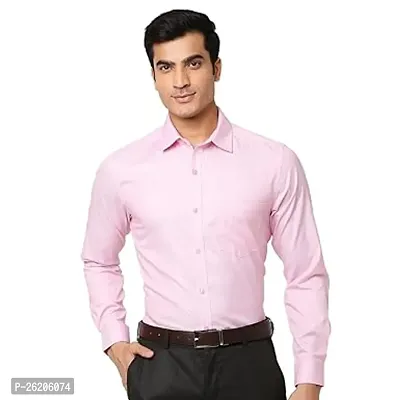 Stylish Cotton Pink Solid Long Sleeve Shirts For Men-thumb0
