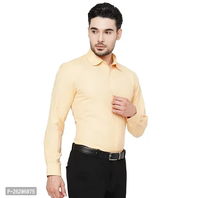 Stylish Cotton Yellow Solid Long Sleeve Shirts For Men-thumb2