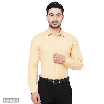 Stylish Cotton Yellow Solid Long Sleeve Shirts For Men-thumb0