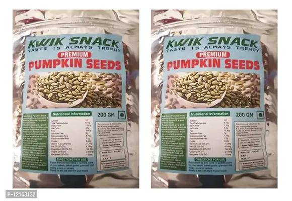 Kwik Snack Pumpkin Seeds  - Raw Pumpkin Seeds for Eating |  Immunity Booster Seeds | Protein Snacks (2 X 200 Gm)