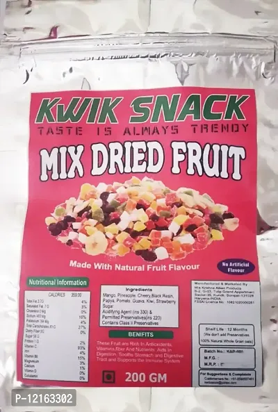 Kwik Snack Mix Dried Fruit - Organic Mix - Nutritious - Super Healthy Snack - 200 GM