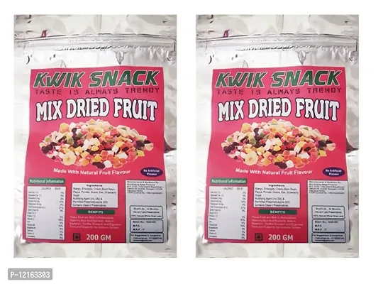 KKwik Snack Mix Dried Fruit - Organic Mix - Nutritious - Super Healthy Snack - 200 GM EACH (2 X200 Gm)