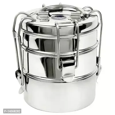 Home One Deluxe Stainless Steel Loose Tiffin (7X3) Lunch Boxes-thumb0