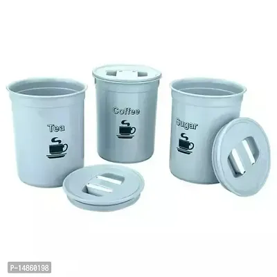 Home One Airseal Tea, Coffee And Sugar Container 850 ML (Set Of 3) Green Or Blue Or Beigo - Random Colour