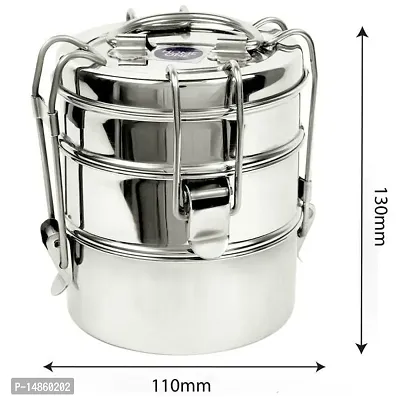 Home One Deluxe Stainless Steel Loose Tiffin (7X3) Lunch Boxes-thumb4