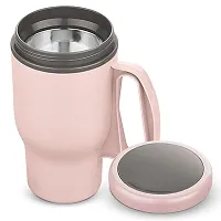 Asian Champion Handy Flask, Coffee Mug, Steel Insulated Travel Mug 450 ml Pink Color for Gifting-thumb1