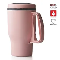 Asian Champion Handy Flask, Coffee Mug, Steel Insulated Travel Mug 450 ml Pink Color for Gifting-thumb2