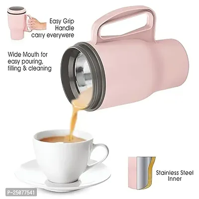 Asian Champion Handy Flask, Coffee Mug, Steel Insulated Travel Mug 450 ml Pink Color for Gifting-thumb4