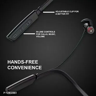 Bluetooth 5.0 High-Capacity Magnetic Earbuds Lightweight Wireless Neckband Clear Voice with Black Color-thumb3