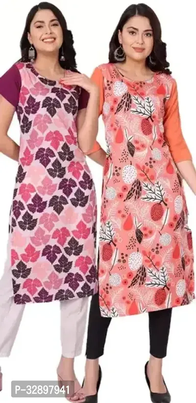 Reliable Cotton Blend Printed Kurta For Women-Pack Of 2-thumb0