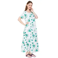 Redglo Women's Cotton Printed Maxi Nighty (Color - Green)-thumb3