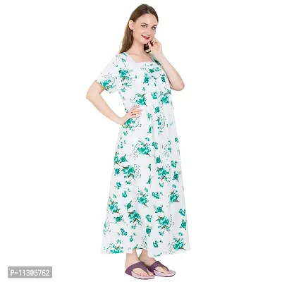 Redglo Women's Cotton Printed Maxi Nighty (Color - Green)-thumb4