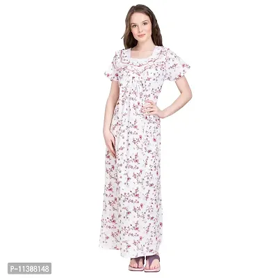 Redglo Women's Cotton Allover Printed Maxi Nighty (Available Sizes XL & XXL) Black-Pink