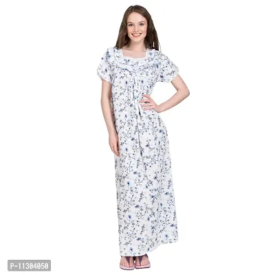 Redglo Women's Cotton Allover Printed Maxi Nighty (Available Sizes XL & XXL) Black-Blue-thumb5