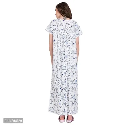 Redglo Women's Cotton Allover Printed Maxi Nighty (Available Sizes XL & XXL) Black-Blue-thumb2
