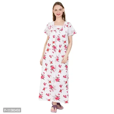 Redglo Women Cotton Floral Nightdress (Color - Red)