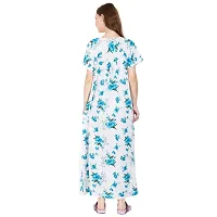 Redglo Women's Cotton Printed Maxi Nightgown (Color - Blue)-thumb1