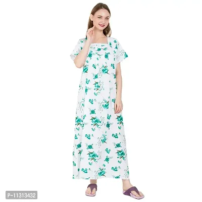 Redglo Women Cotton Floral Nightdress (Color - Green)