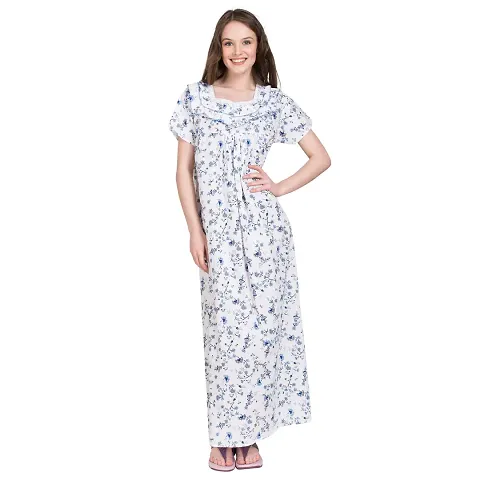Redglo Women's Cotton Printed Full Lenth Maxi Night Gown (Free Size)