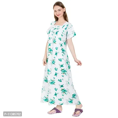 Redglo Women's Cotton Printed Maxi Nighty (Color - Green)-thumb3