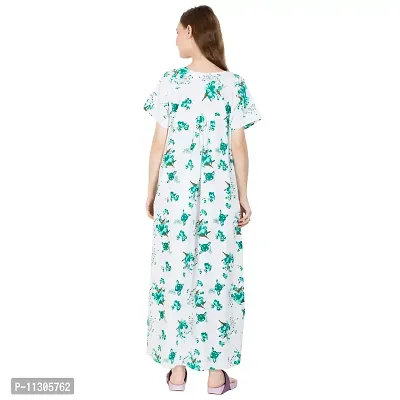 Redglo Women's Cotton Printed Maxi Nighty (Color - Green)-thumb2