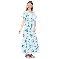 Redglo Women's Cotton Printed Maxi Nightgown (Color - Blue)-thumb3