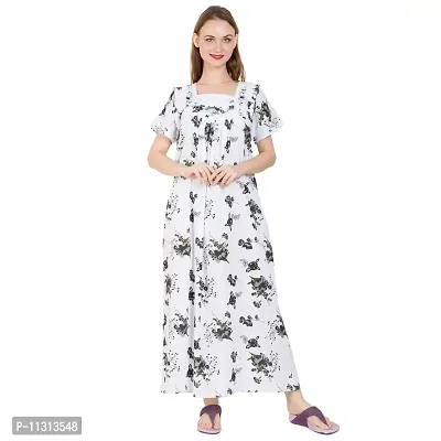 Redglo Women Cotton Floral Nightdress (Color - Black)