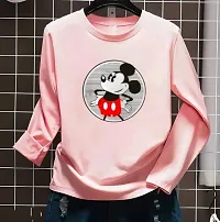 Elegant Pink Polyester Printed Regular Length Full Sleeve T-Shirt For Women-thumb1