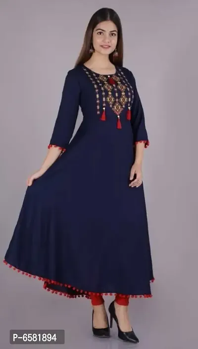 Rayon Embroidered Ethnic Gowns For Women