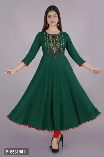 Rayon Embroidered Ethnic Gowns For Women-thumb0