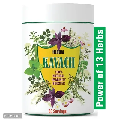 Herbal Kavach 100% Natural Immunity Booster, 60 Servings, Powerful Wellness  Healing Properties of 13 Herbs, Zero Sugar Ayurvedic Tea
