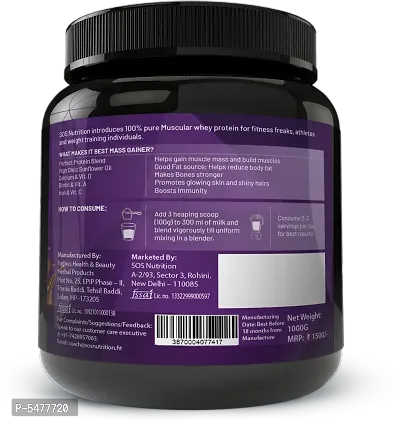 Weight Gainer High Protein Heavy Mass Gainer, Added Multivitamins, Digestive Enzymes, 81G Protein, 1386 Carbs, BCAA Rich (Rich Chocolate Weight Gainer, 10 Servings)-thumb5