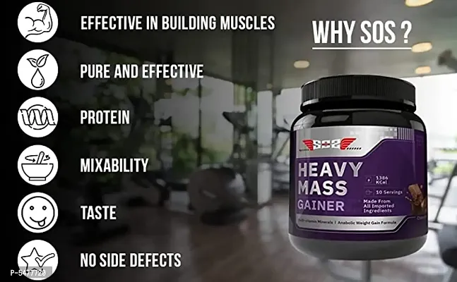 Weight Gainer High Protein Heavy Mass Gainer, Added Multivitamins, Digestive Enzymes, 81G Protein, 1386 Carbs, BCAA Rich (Rich Chocolate Weight Gainer, 10 Servings)-thumb2