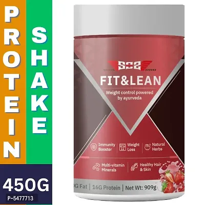 Weight Loss FIT  LEAN High Protein Meal Replacement Slim Shake for Weight Loss - Powered with Ayurvedic Herbs and Immunity Booster Multi Vitamins - Strawberry Cream, 15 Meals