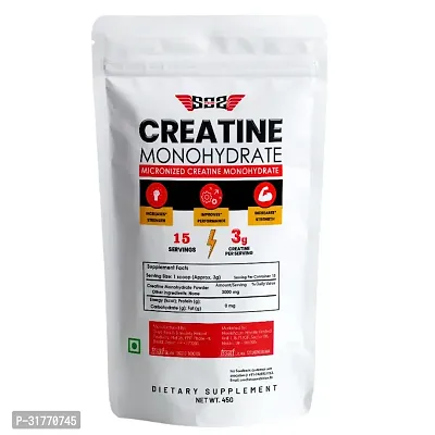 Creatine Monohydrate by SOS Nutrition, Pure and Unflavoured 450 Gm (15 Servings)