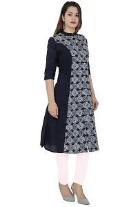 Bright Cotton Women's Kurti A-Line Long Kurta (Blue)-thumb1