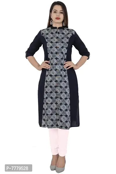 Bright Cotton Women's Kurti A-Line Long Kurta (Blue)