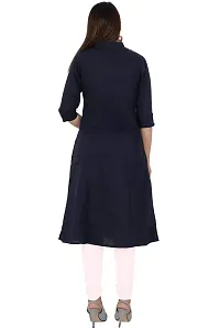 Bright Cotton Women's Kurti A-Line Long Kurta (Blue)-thumb3