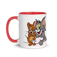 Creamic Tom And Jerry Printed 330 ml Red Coffee Mug Pack of 2 Pcs Combo-thumb1
