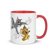 Creamic Tom And Jerry Printed 330 ml Red Coffee Mug Pack of 2 Pcs Combo-thumb2