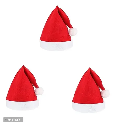 Christmas Santa Hat, Santa Claus Caps for Kids,Merry Christmas Party Cap, Hat for Christmas/Xmas Party,Xmas Caps Pack of 3-thumb0