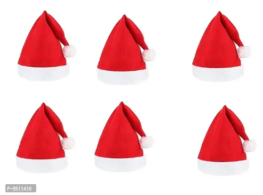 Christmas Santa Hat, Santa Claus Caps for Kids,Merry Christmas Party Cap, Hat for Christmas/Xmas Party,Xmas Caps Pack of 6-thumb0