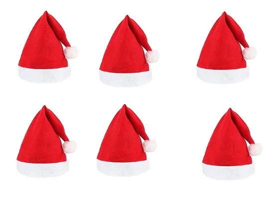 Christmas Santa Hat, Santa Claus Caps for Kids,Merry Christmas Party Cap, Hat for Christmas/Xmas Party,Xmas Caps Pack of 6