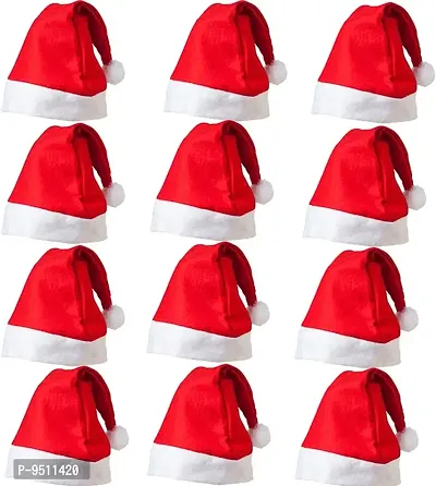 Christmas Santa Hat, Santa Claus Caps for Kids,Merry Christmas Party Cap, Hat for Christmas/Xmas Party,Xmas Caps Pack of 12-thumb0