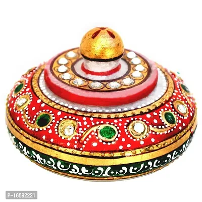 Multi-Color Marble Kumkum Box-thumb0